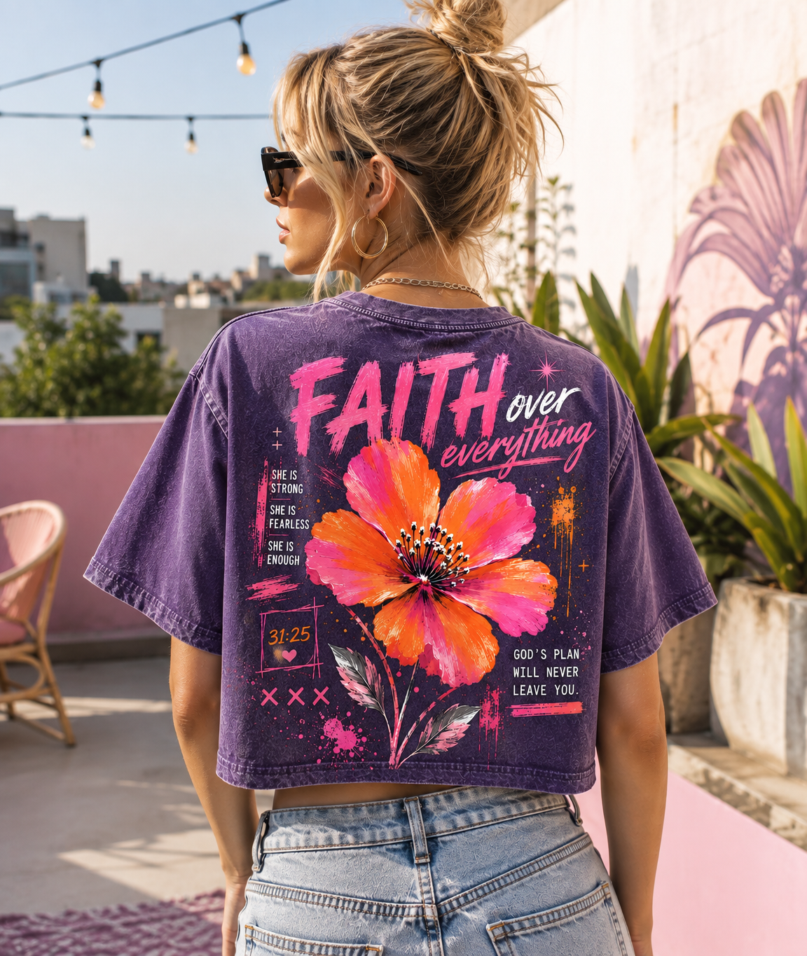 Faith Over Everything – Women’s Vintage Crop Tee