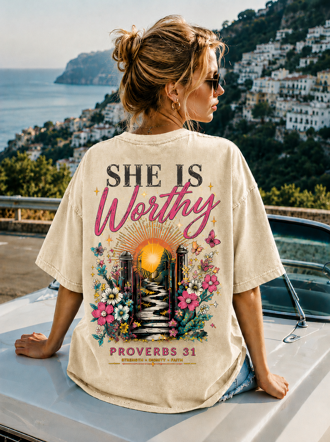 She Is Worthy Tee – Vintage Christian Streetwear