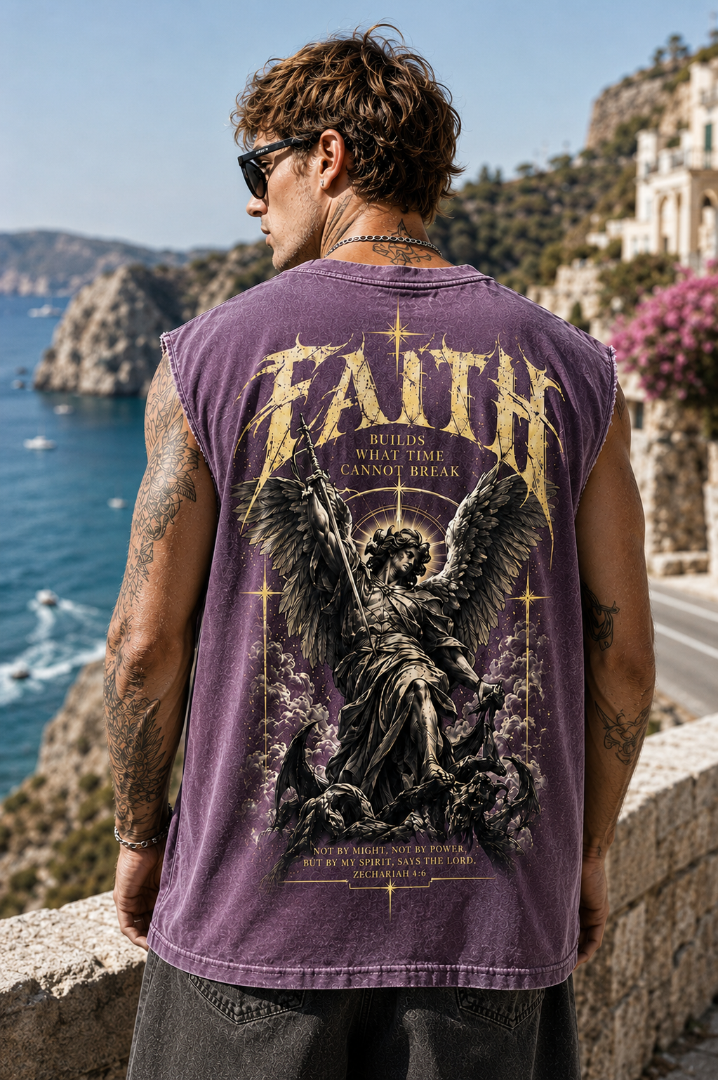 Washed Black Faith Angel Muscle Tee