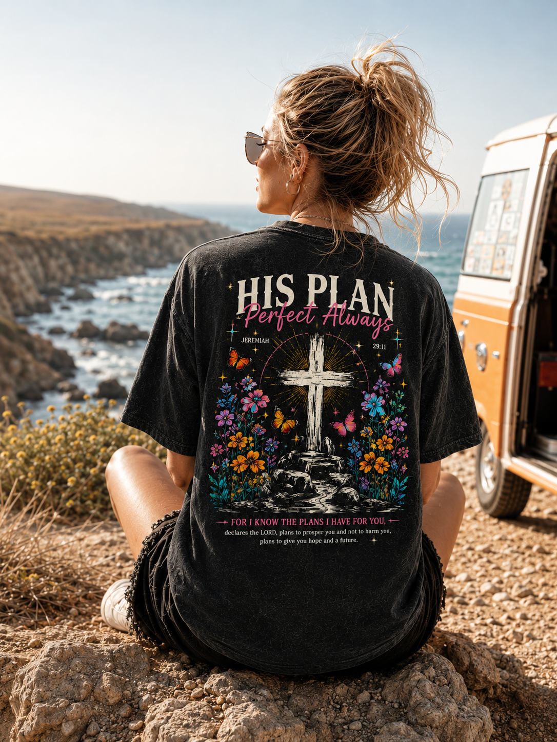His Plan Vintage Cross T-Shirt – Faith Graphic Tee