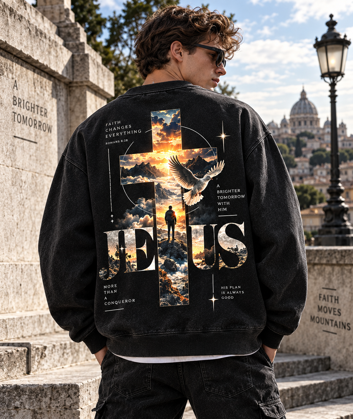 Jesus Faith Oversized Sweatshirt – Vintage Christian Style