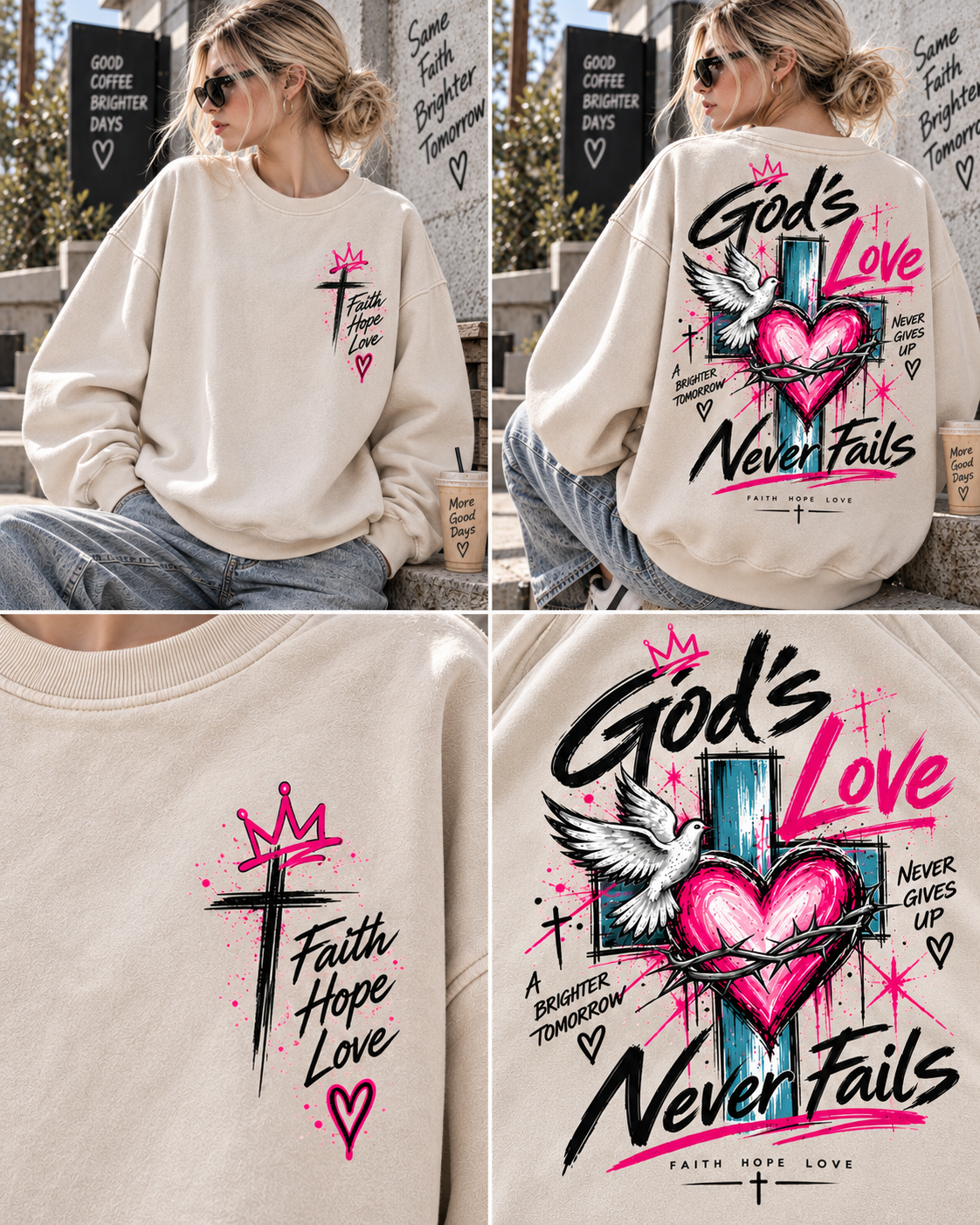 Faith Hope Love – Never Fails Vintage Sweatshirt