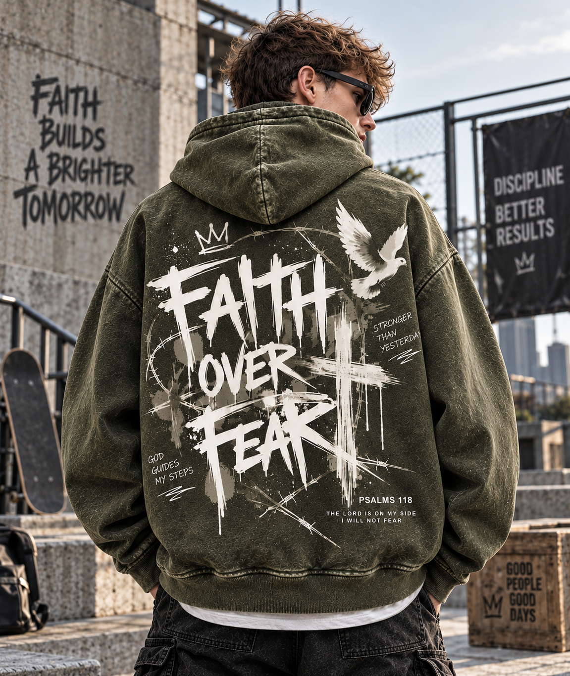 Faith Over Fear – Vintage Washed Hoodie