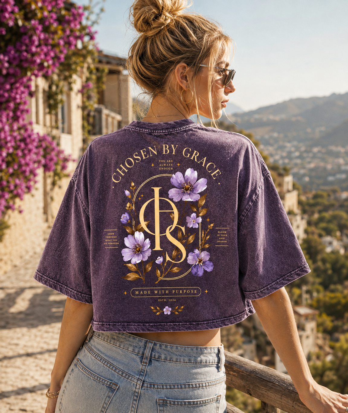 Chosen By Grace – Vintage Washed Graphic Crop Top