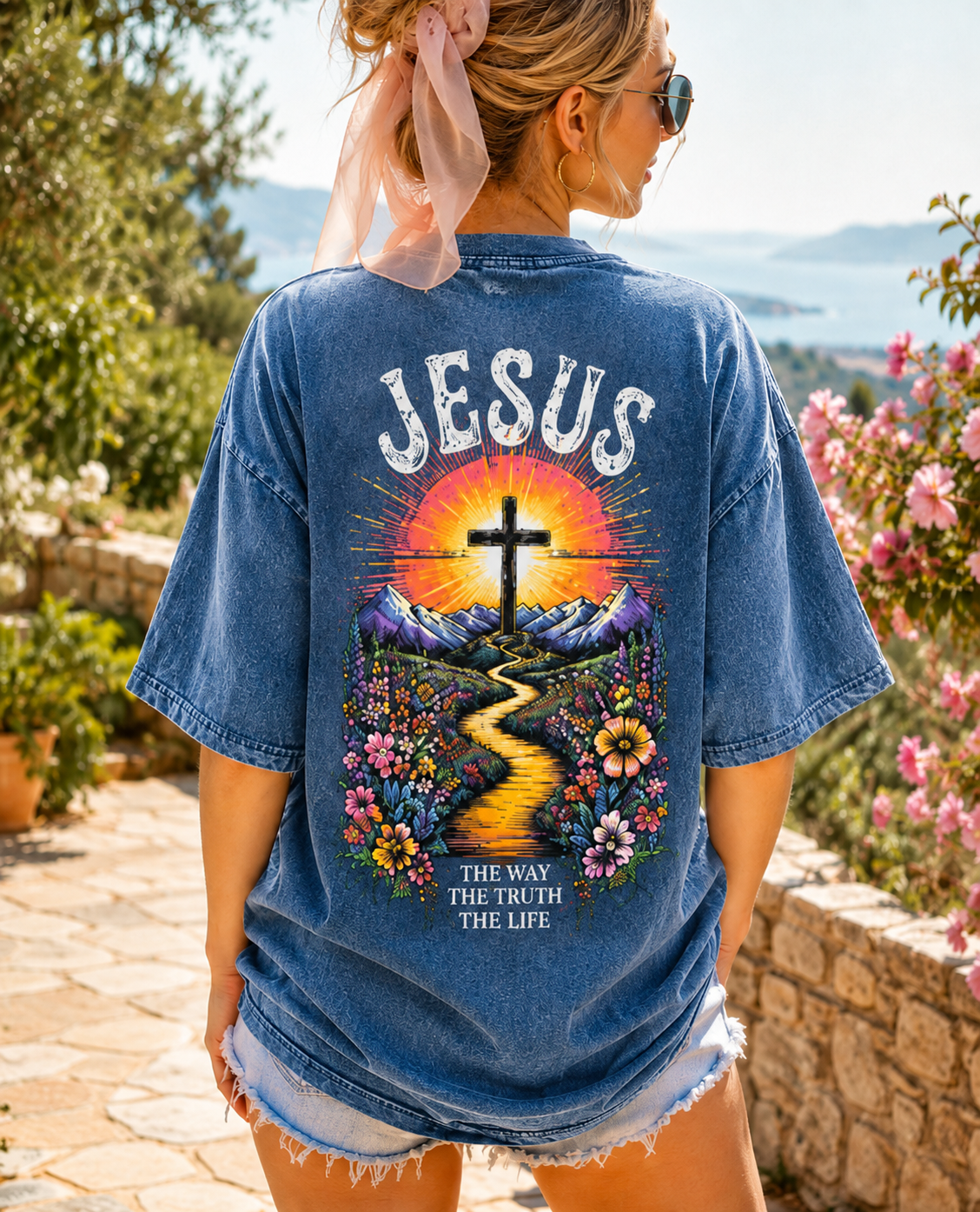 JESUS Vintage Washed Tee – The Way, The Truth, The Life