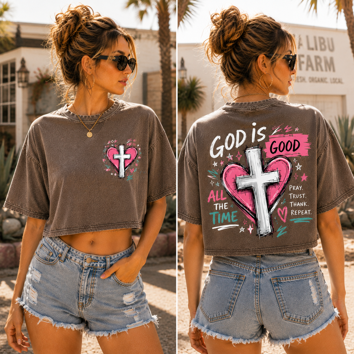 God Is Good – Faith Graphic Washed Crop Top