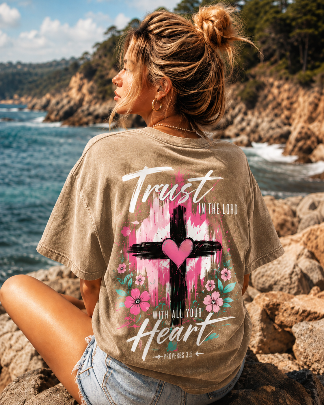 Trust in the Lord Heart Cross Tee – Vintage Washed T-Shirt