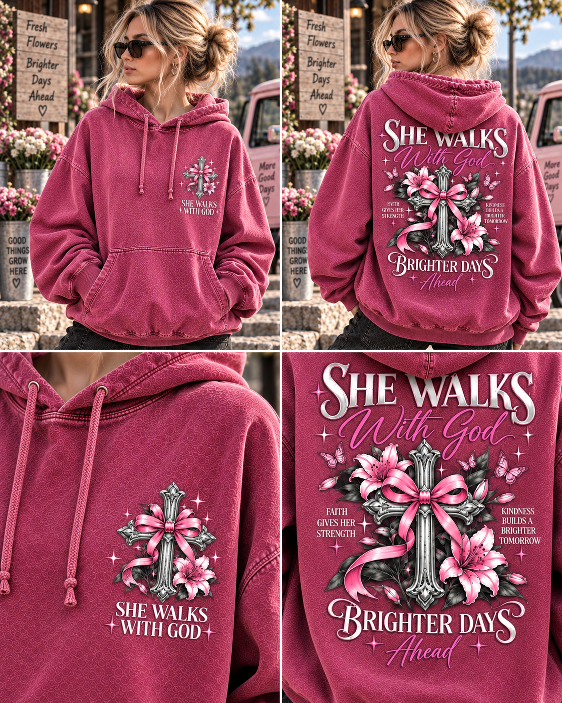 She Walks With God – Brighter Days Vintage Hoodie