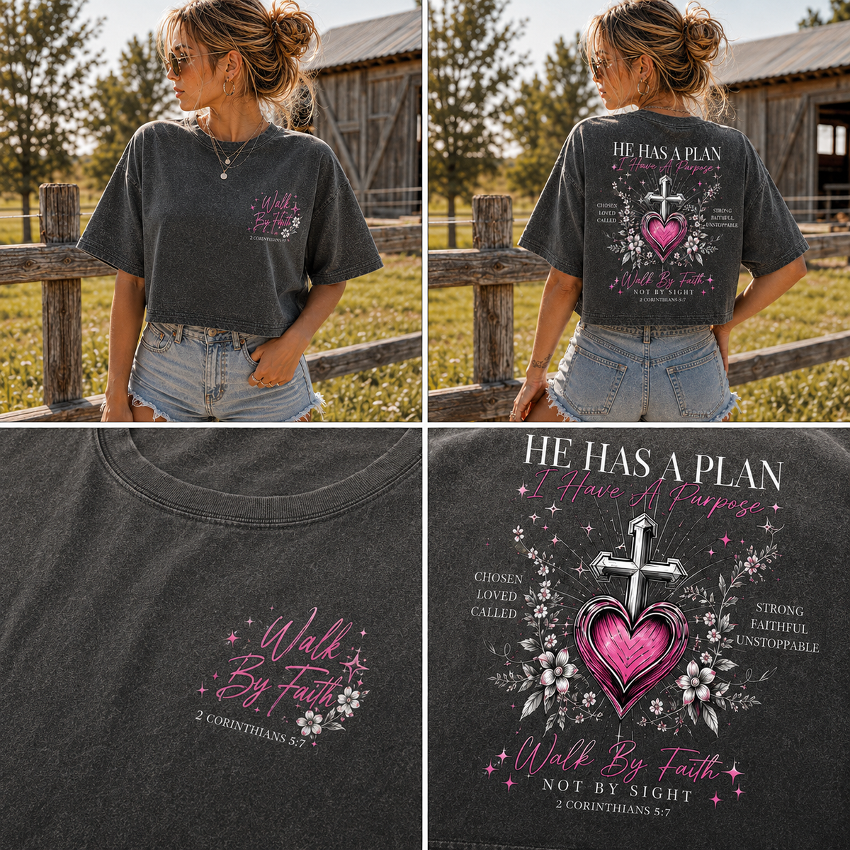 Faith Over Fear – He Has a Plan Crop Top