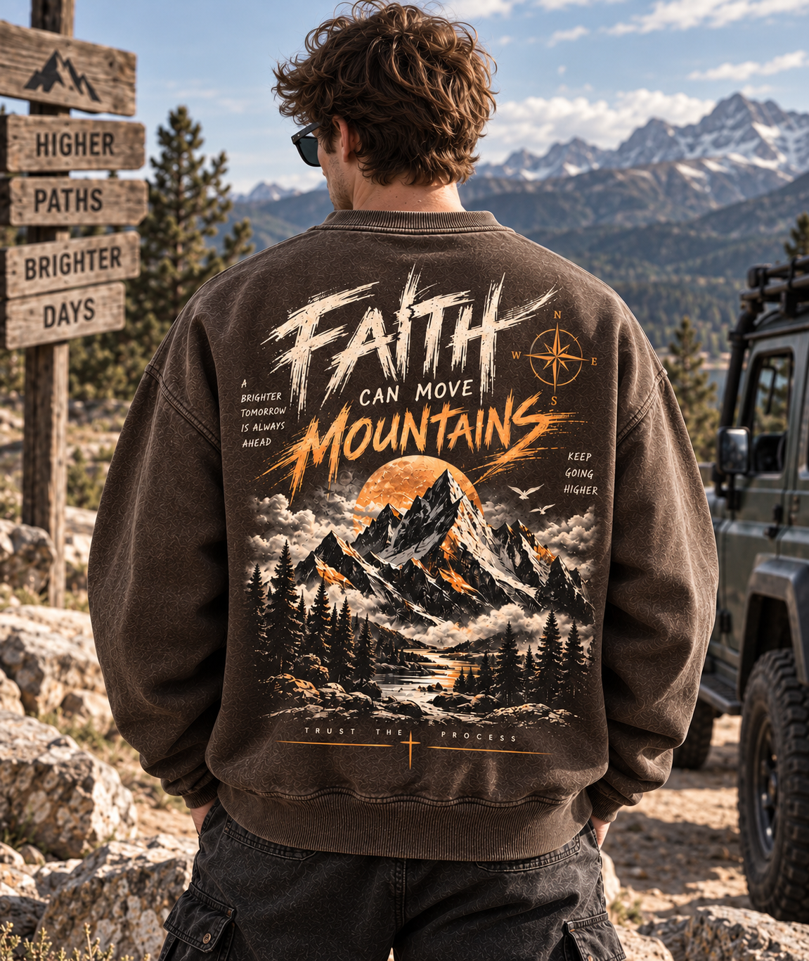 Faith Can Move Mountains – Vintage Mountain Sweatshirt
