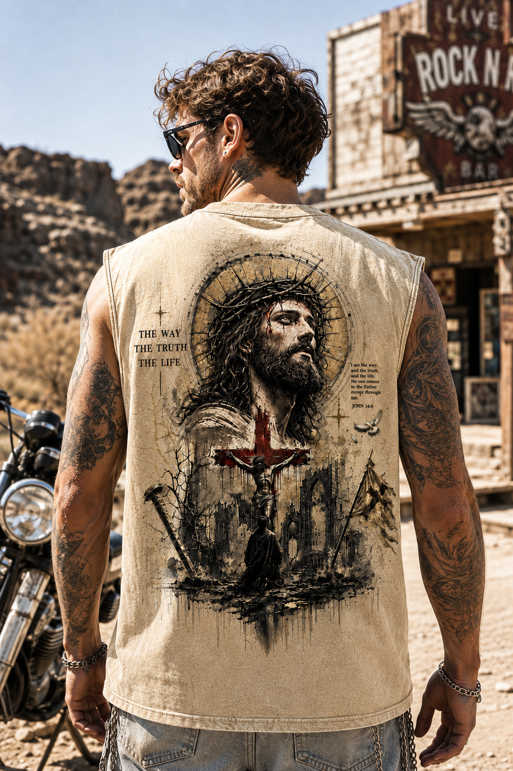 Washed Black Faith Graphic Muscle Tee