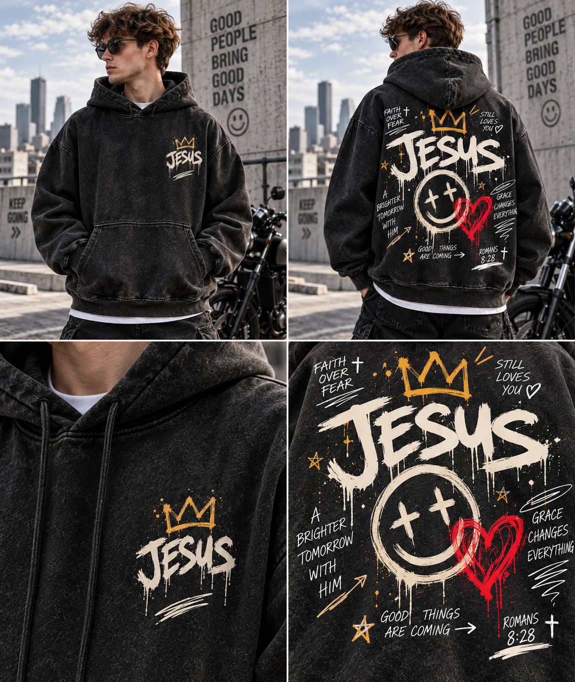 Faith Over Fear – Vintage Jesus Wash Hoodie