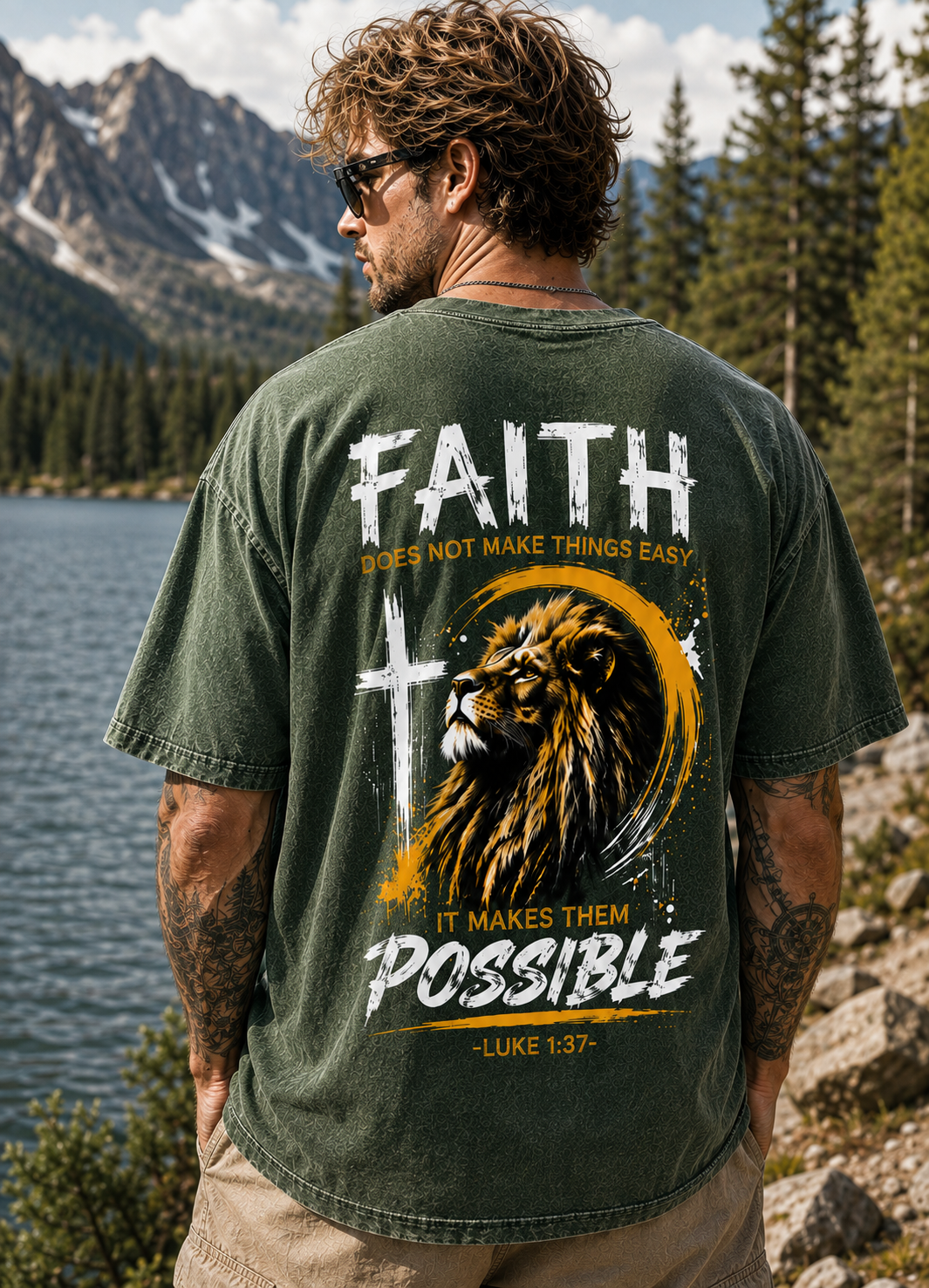 Faith Lion Vintage Graphic Tee