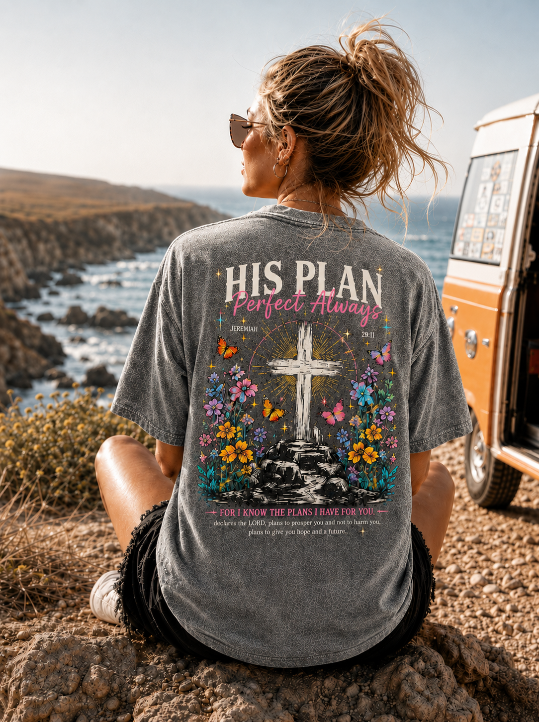 His Plan Vintage Cross T-Shirt – Faith Graphic Tee