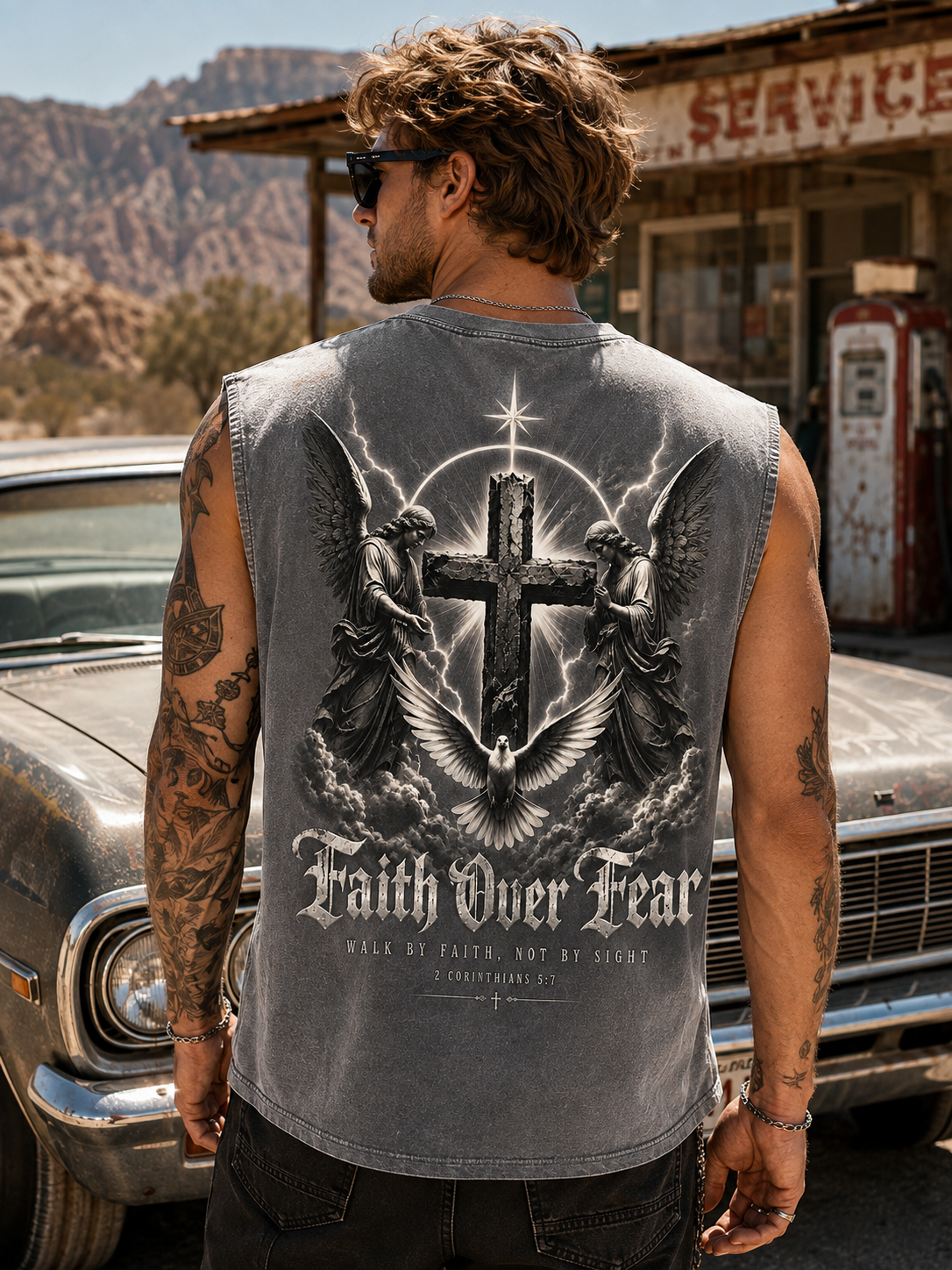 Faith Over Fear Washed Tank Top