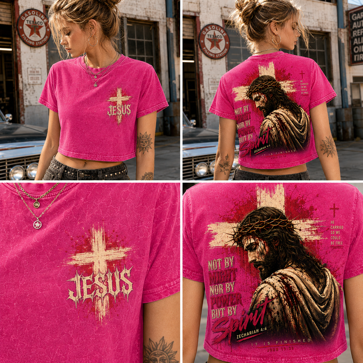 Jesus Spirit Vintage Crop Top – Faith Graphic Tee