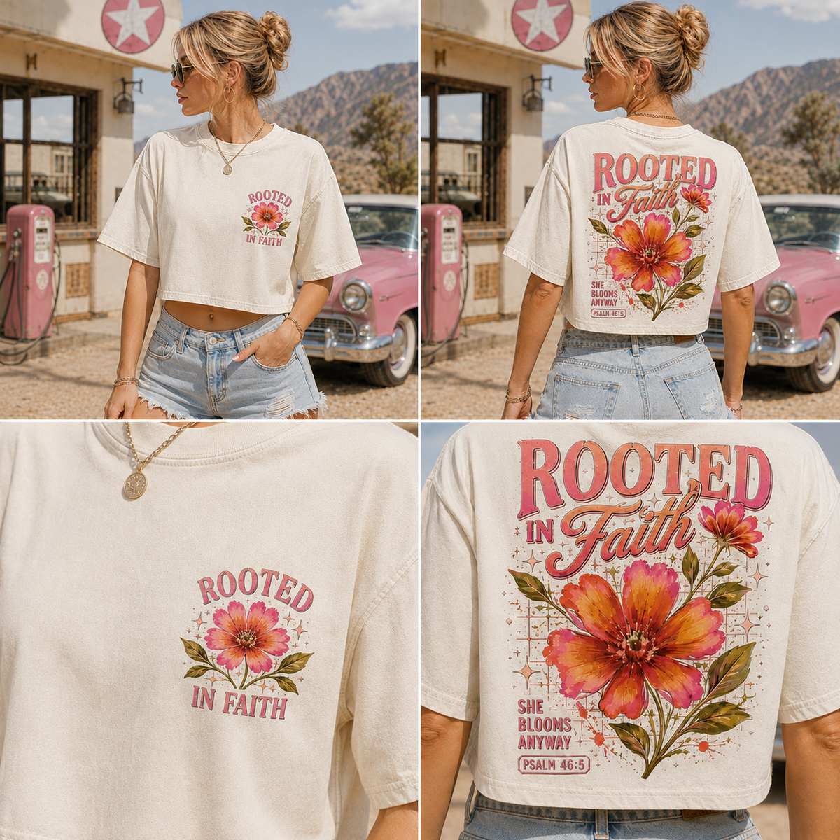 Rooted in Faith – Vintage Floral Crop Top