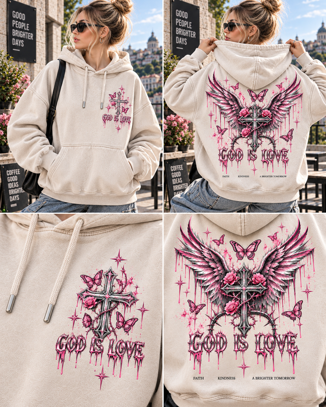 God Is Love Vintage Angel Hoodie