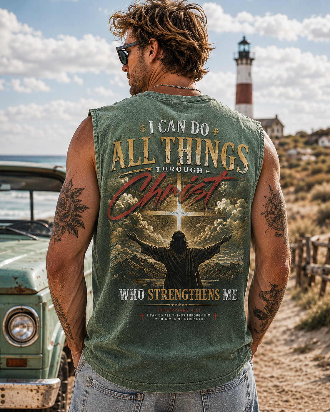 Philippians 4:13 Vintage Washed Muscle Tee