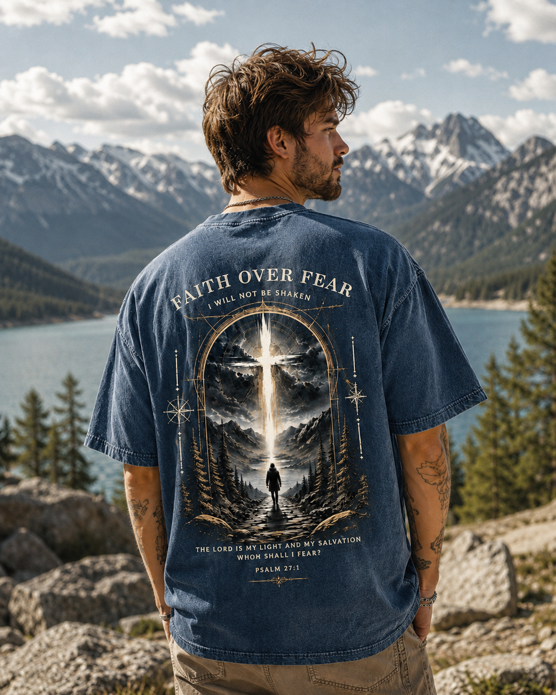 Faith Over Fear Vintage Graphic Tee – Premium Washed T-Shirt