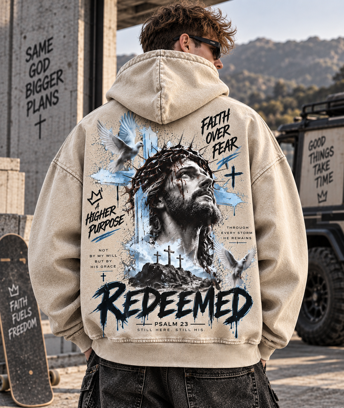 ⭐ Redeemed Faith Hoodie – Vintage Christian Streetwear