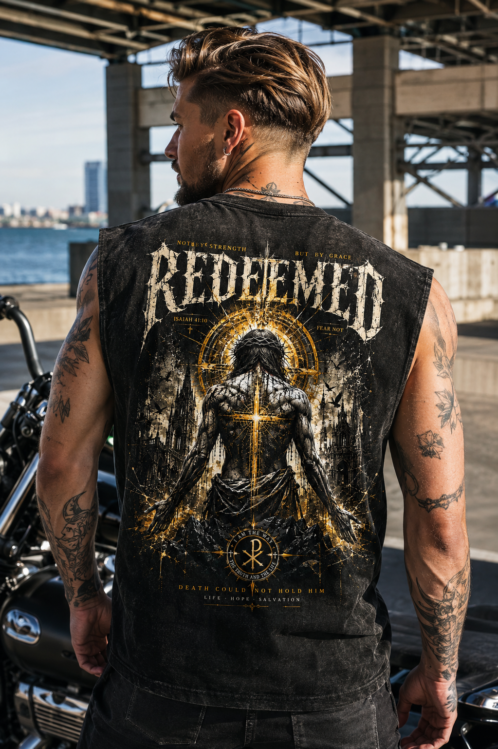 REDEEMED Washed Black Vintage Graphic Tank Top