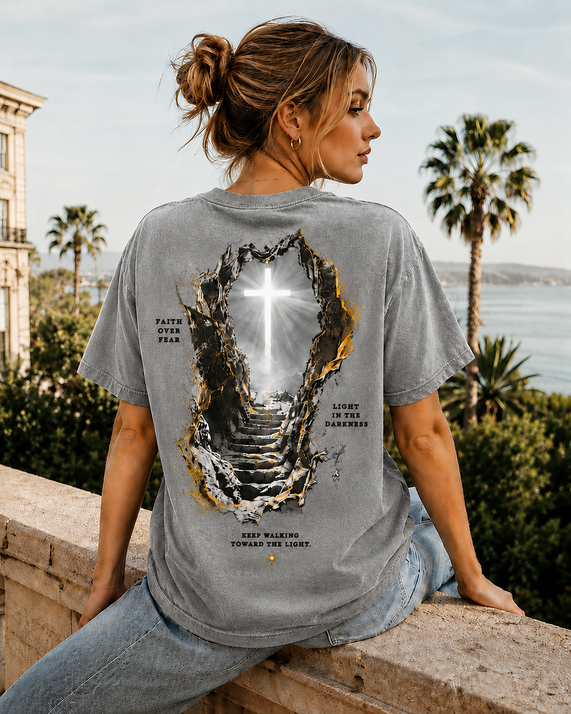 Faith Over Fear Vintage Graphic T-Shirt – Washed Unisex Tee