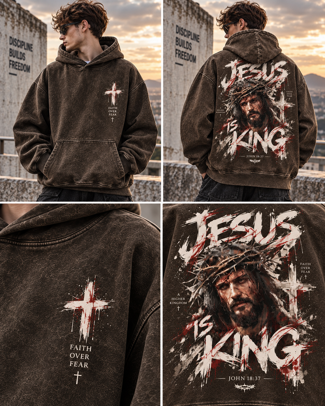 Jesus Is King – Faith Over Fear Washed Hoodie