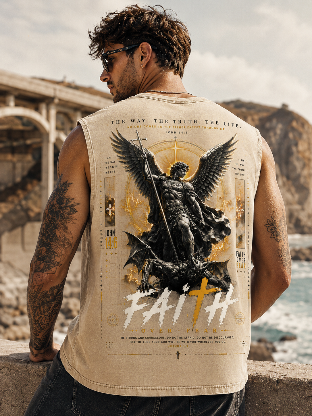 Faith Over Fear – Vintage Angel Washed Tank Top