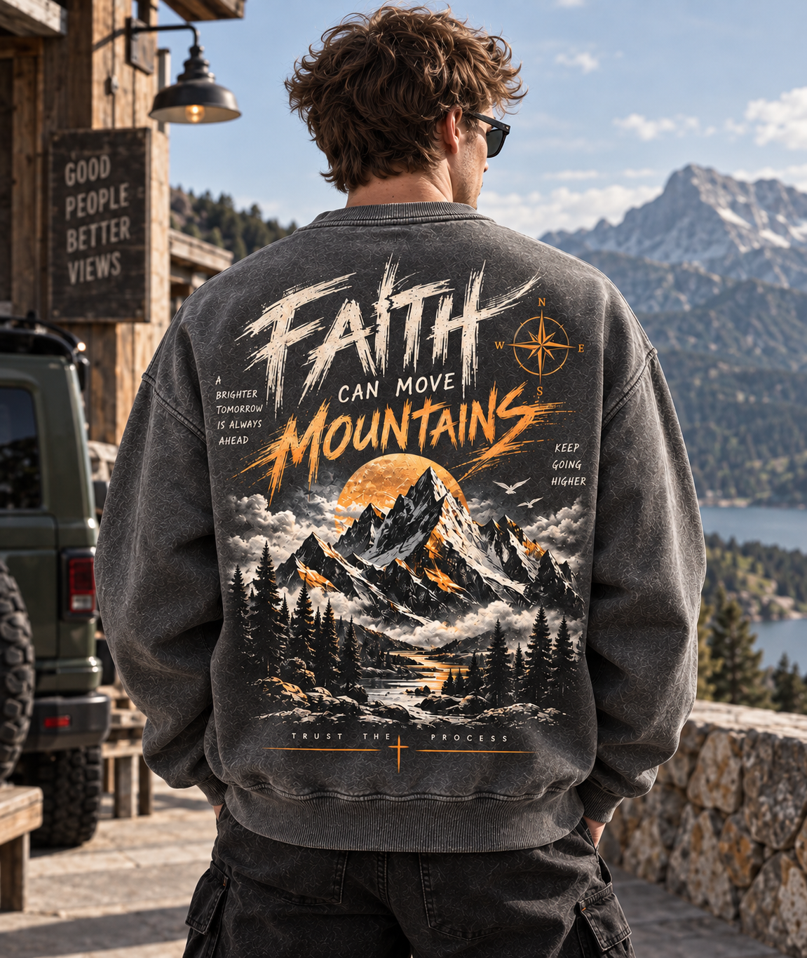 Faith Can Move Mountains – Vintage Mountain Sweatshirt