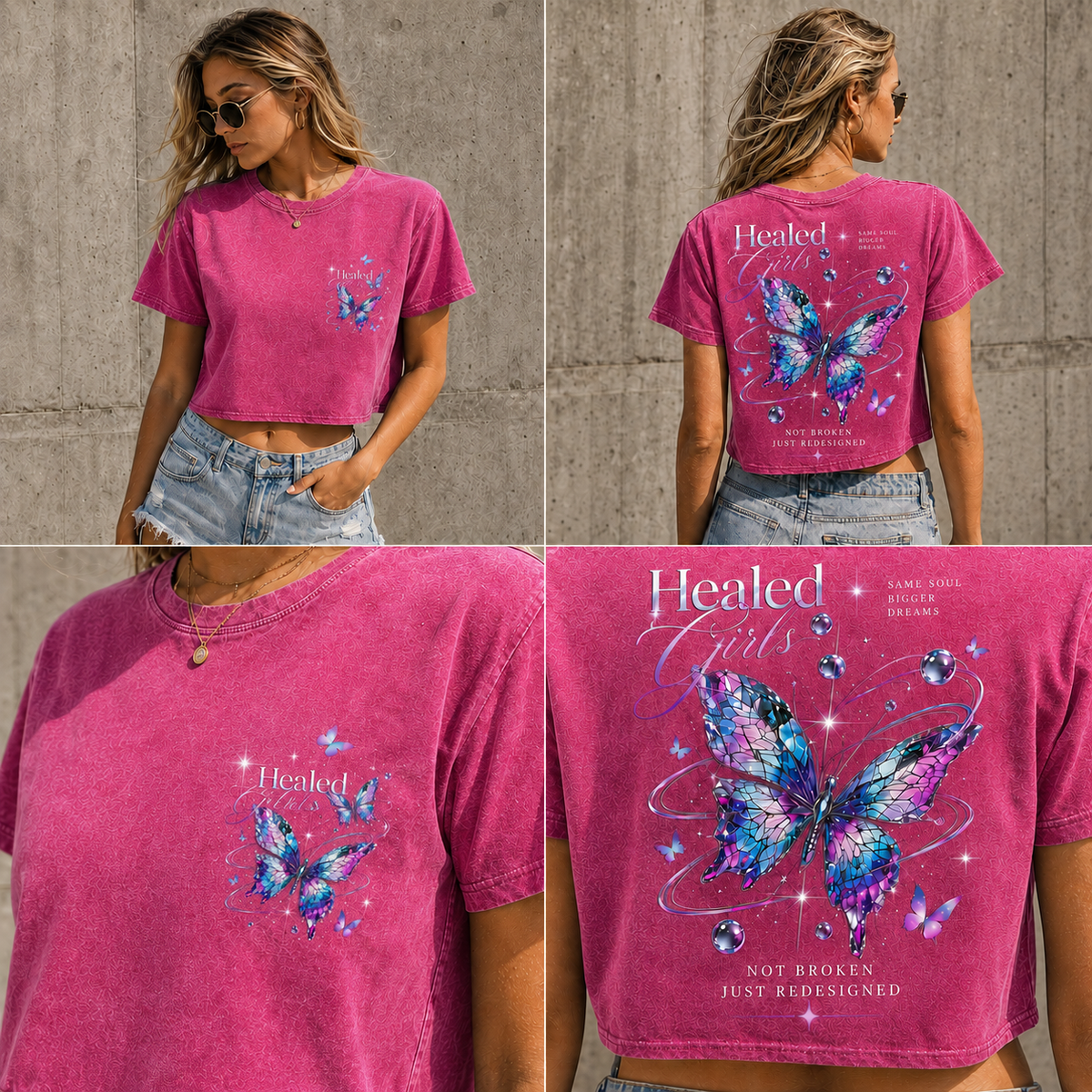Healed Girls Butterfly Crop Top