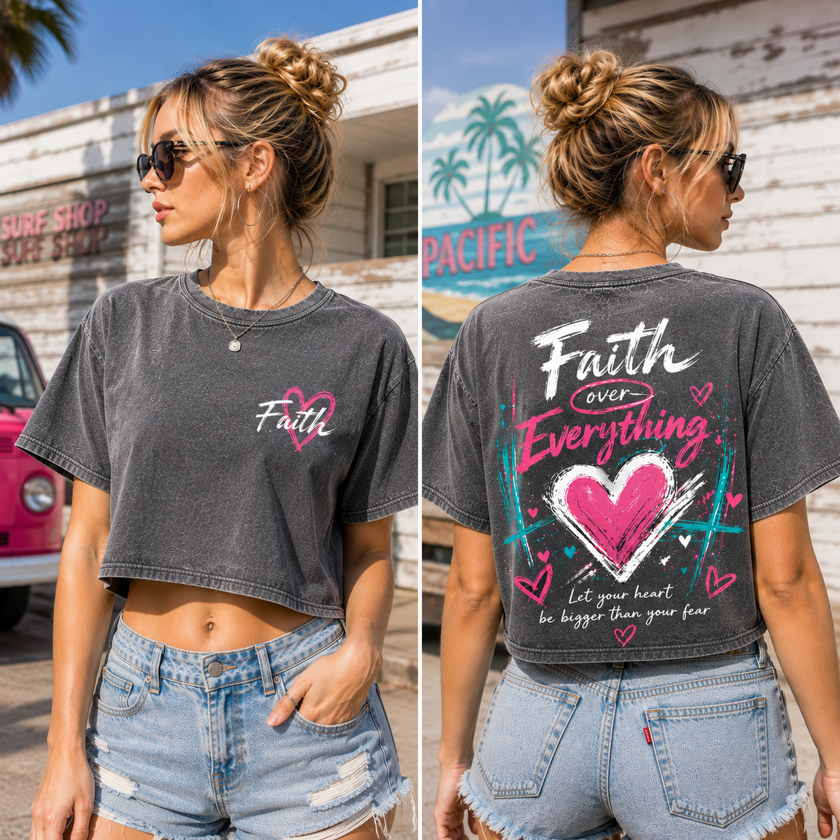 Faith Over Everything – Vintage Heart Crop Tee