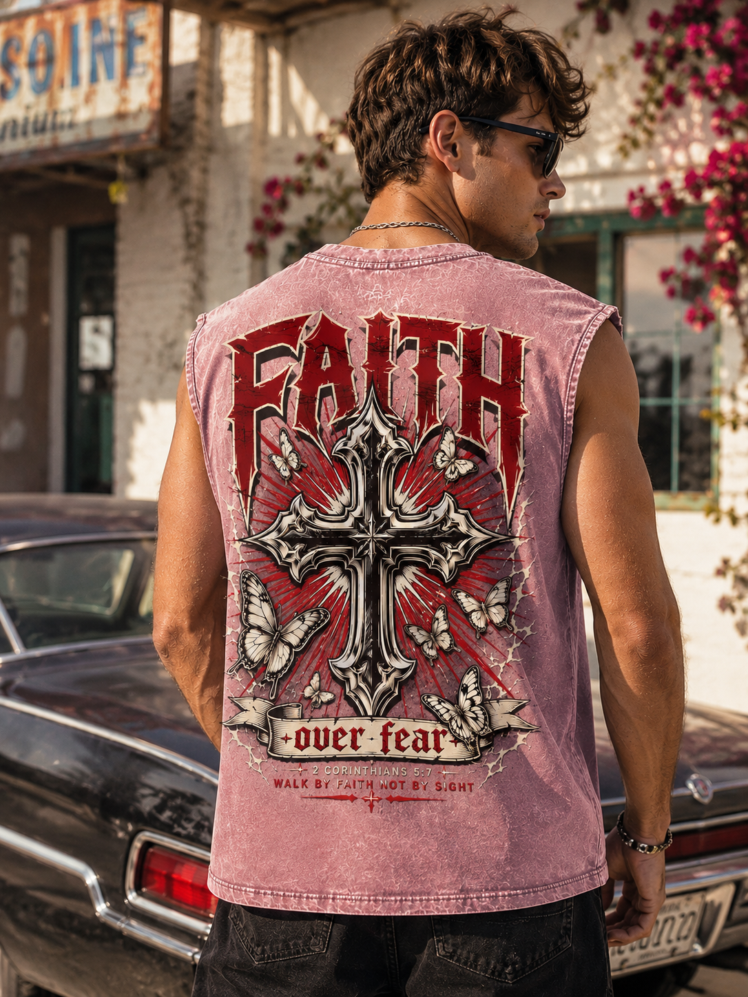 FAITH Over Fear Washed Black Tee