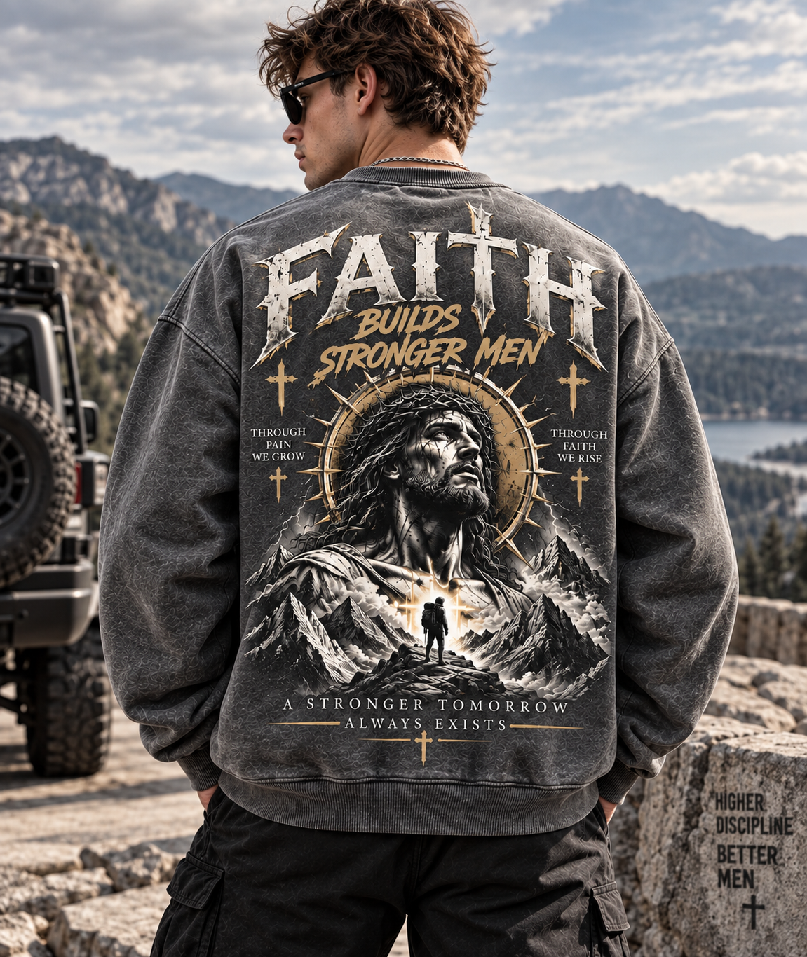 Faith Builds Stronger Men – Vintage Faith Sweatshirt
