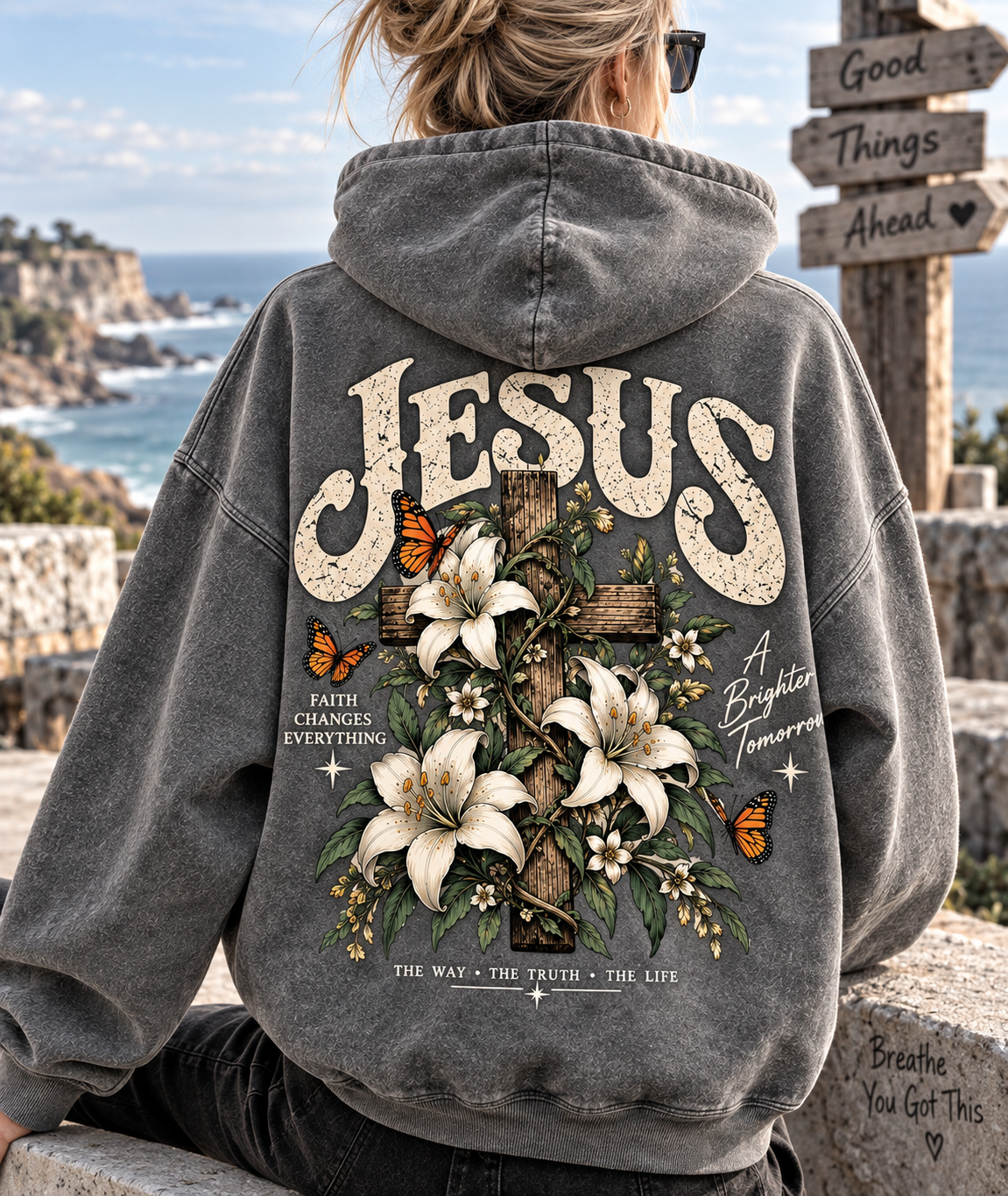 Jesus Floral Faith Hoodie – Vintage Christian Design