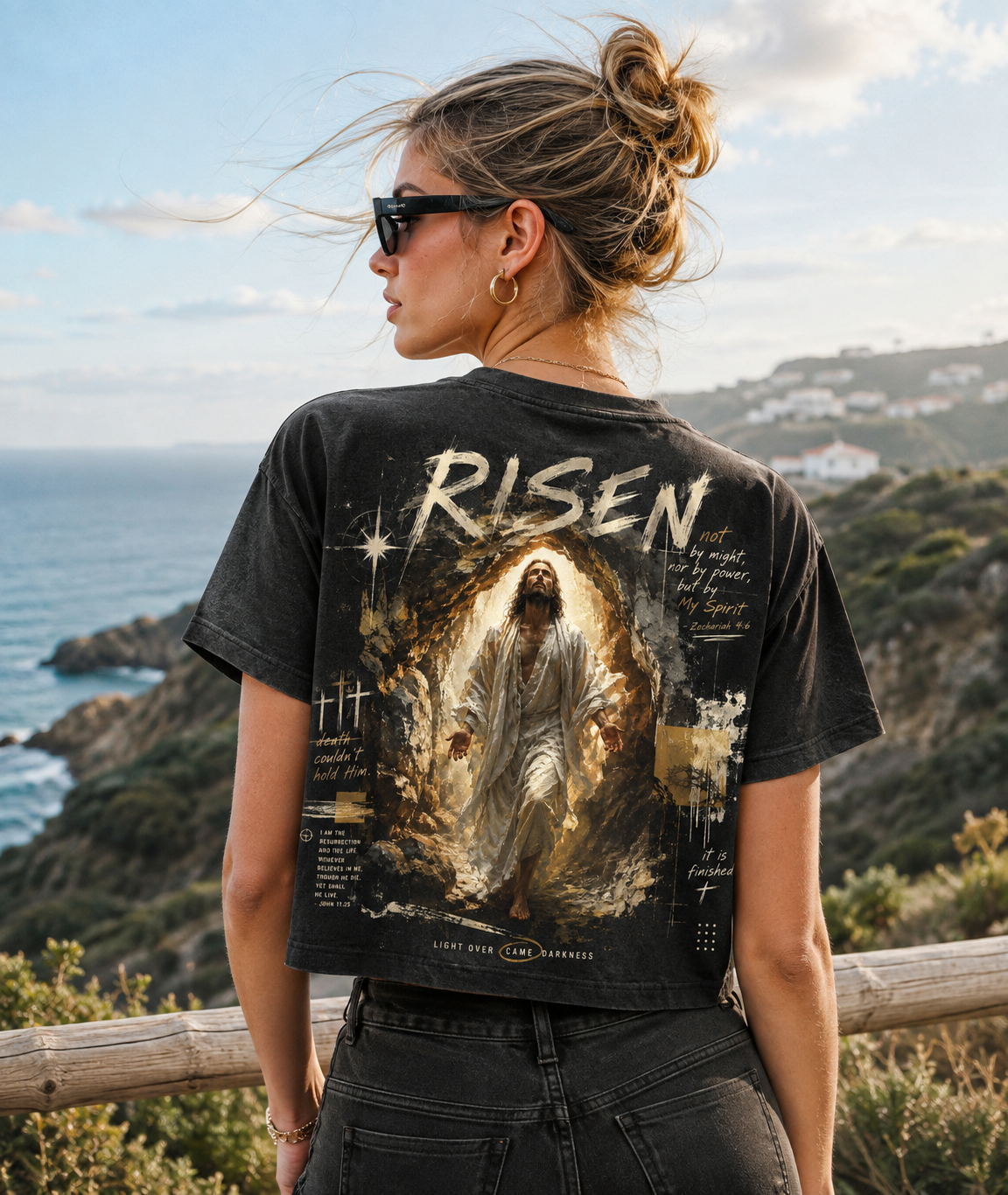 RISEN Faith Graphic Crop Top – Vintage Christian Streetwear