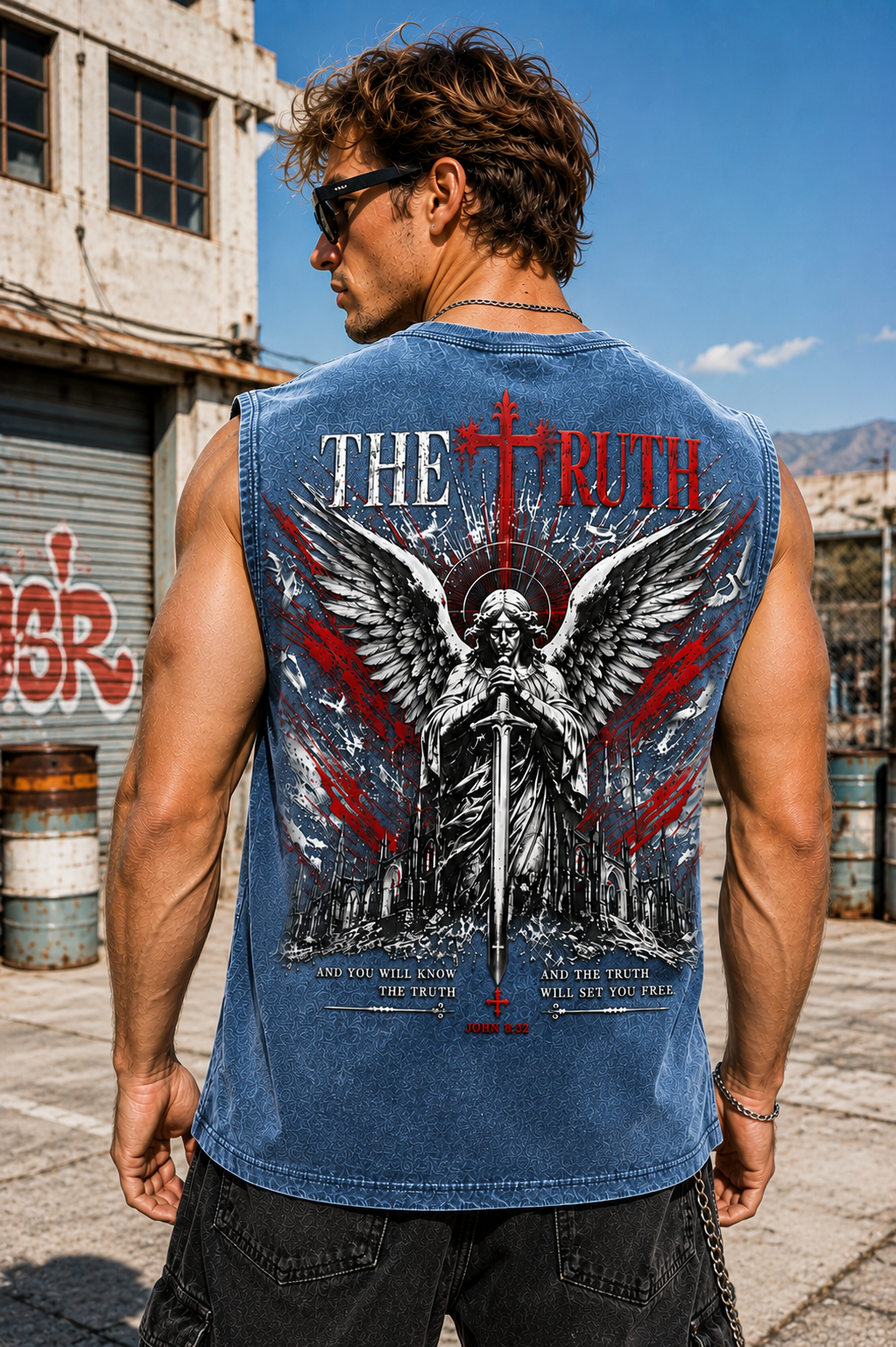 The Truth Angel Washed Black Tank Top