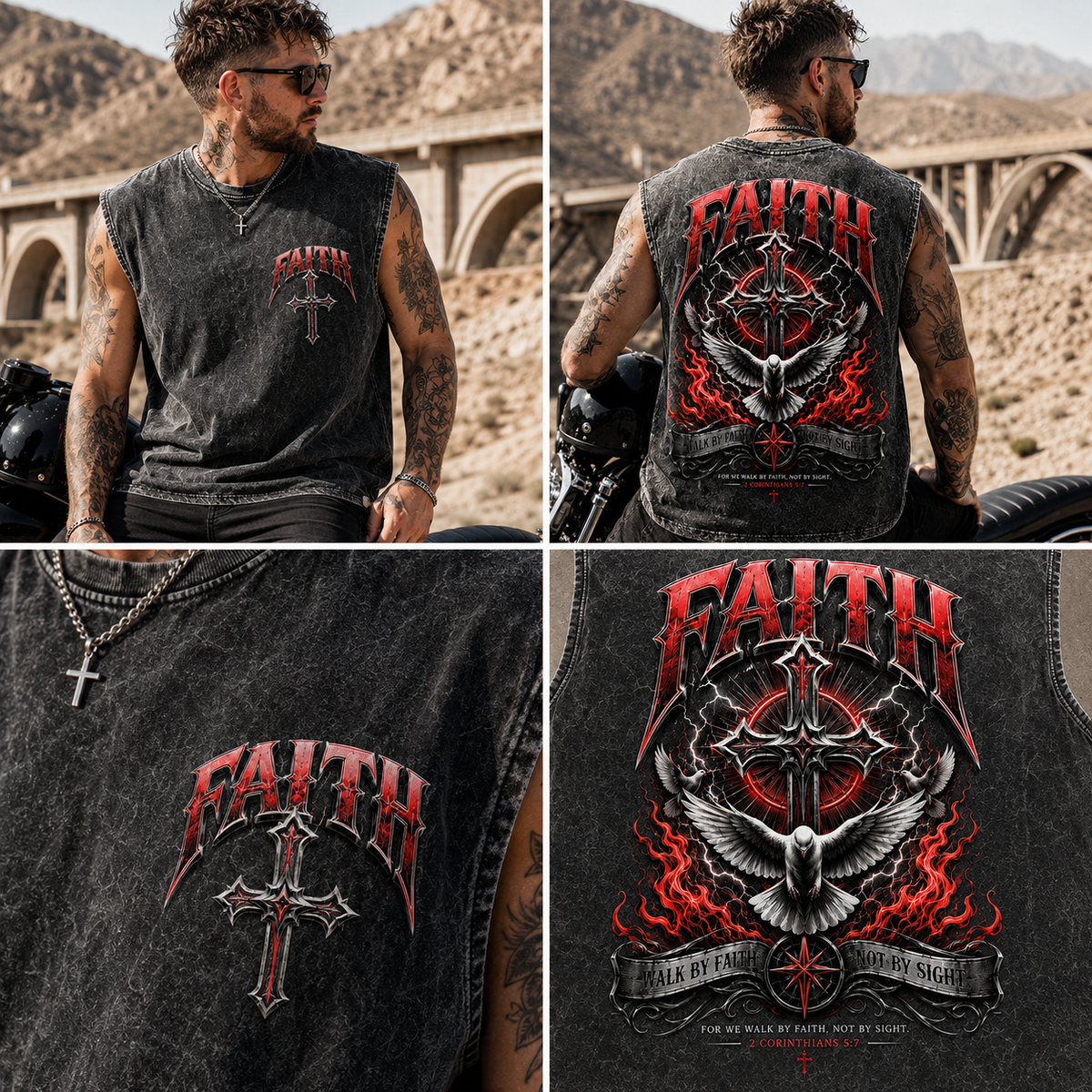 FAITH Washed Black Muscle Tee
