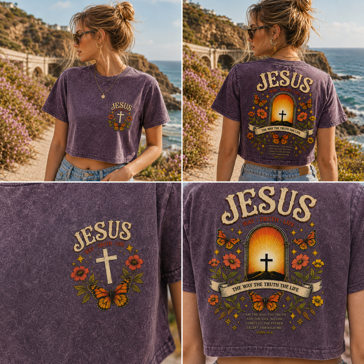 Jesus Vintage Butterfly Crop Top – Faith & Grace