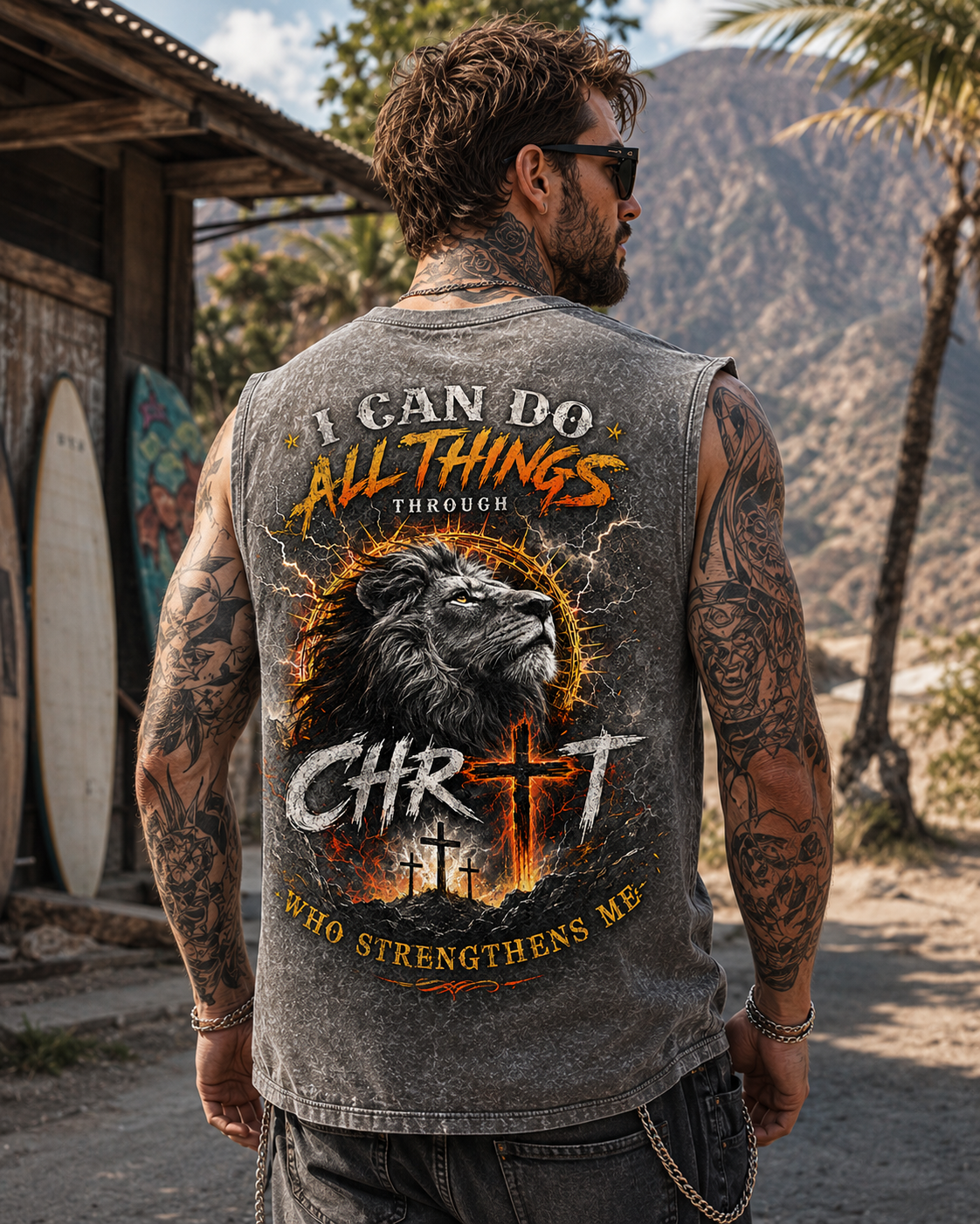 Faith Strength Washed Black Tank