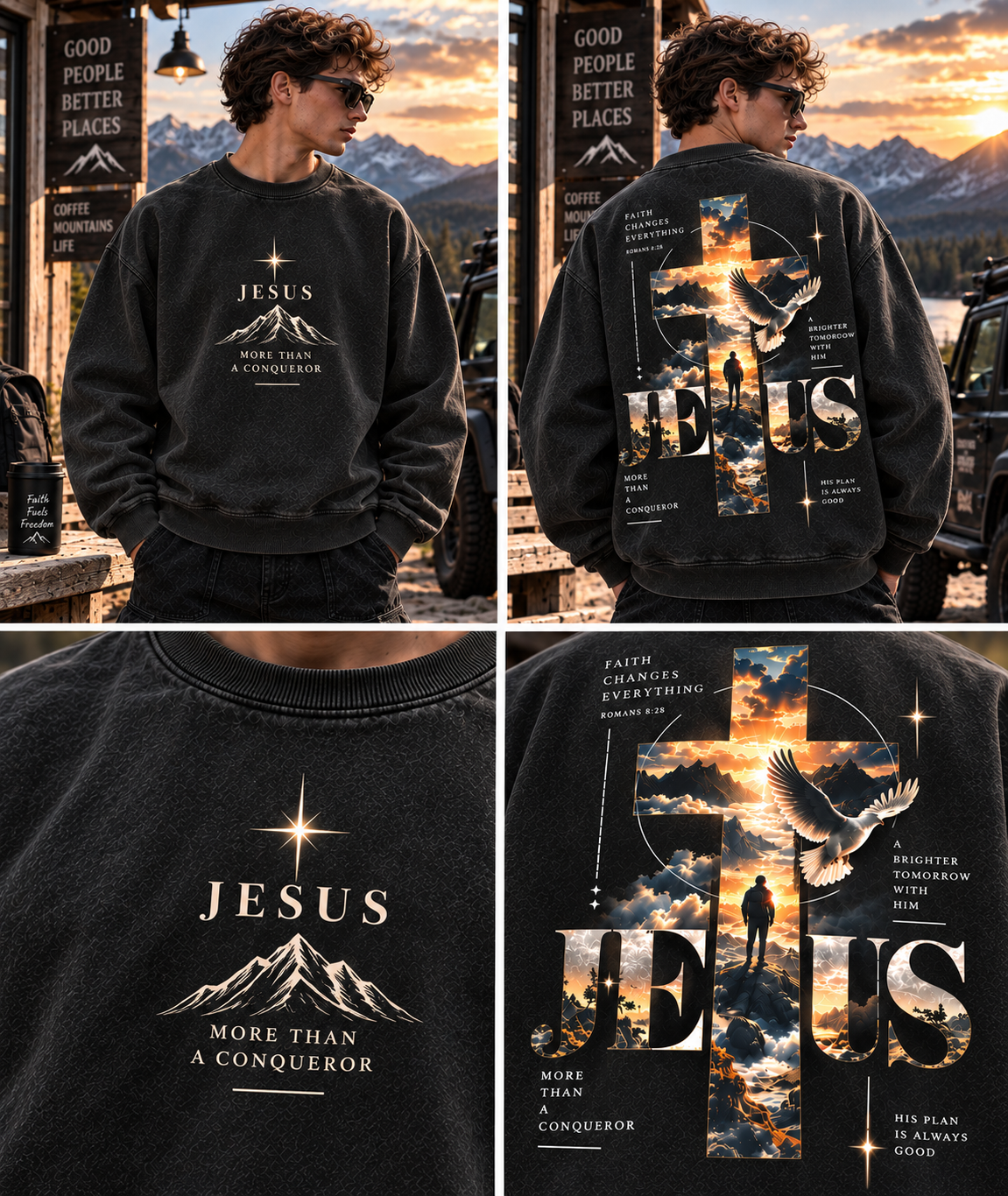 Jesus Faith Oversized Sweatshirt – Vintage Christian Style