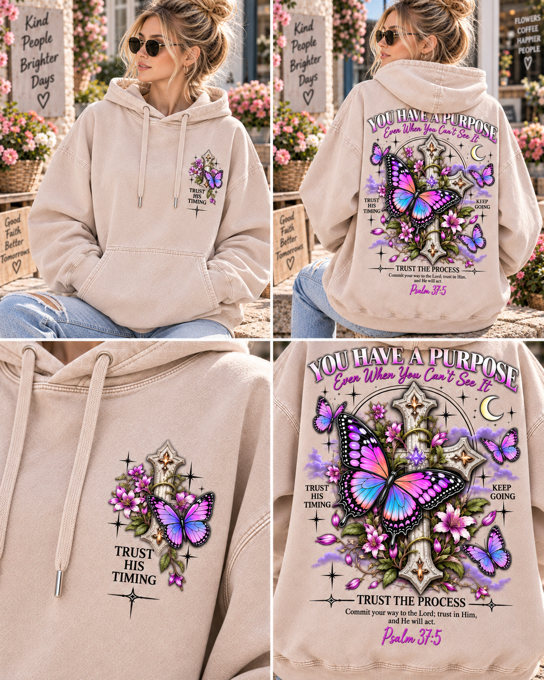 You Have a Purpose – Vintage Faith Butterfly Hoodie