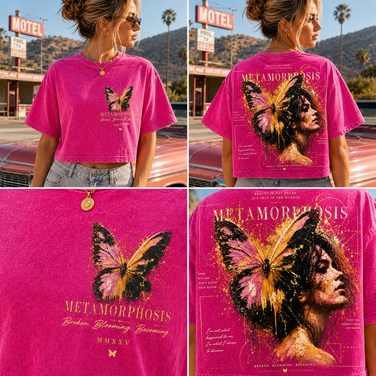 Metamorphosis Butterfly Vintage Crop Top