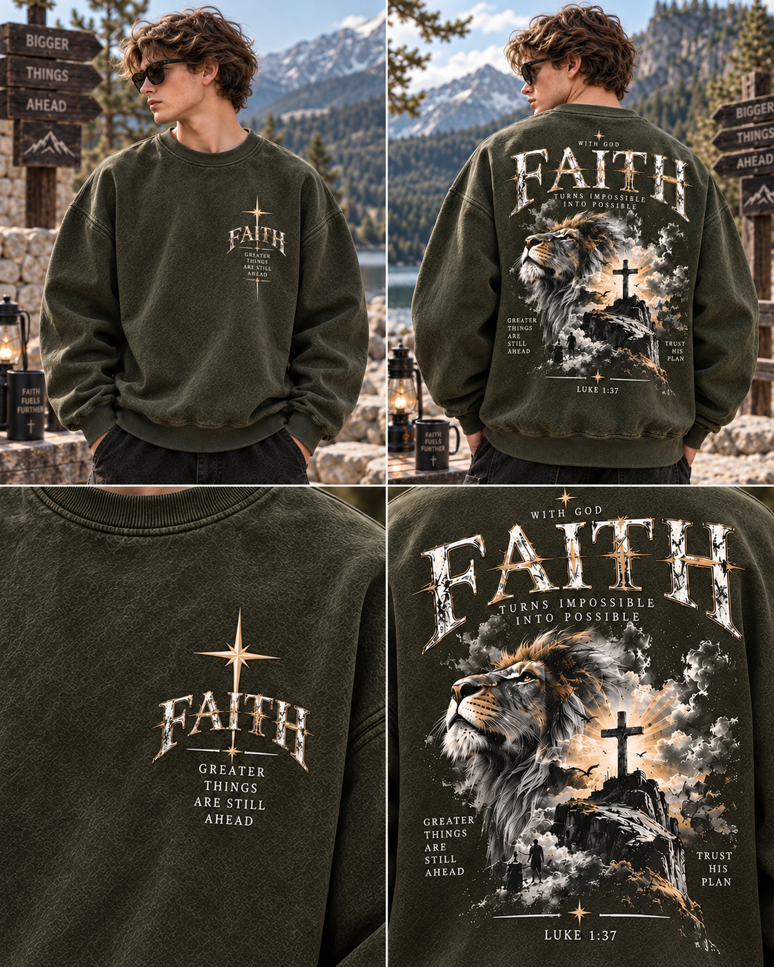 Faith Lion – Vintage Christian Sweatshirt