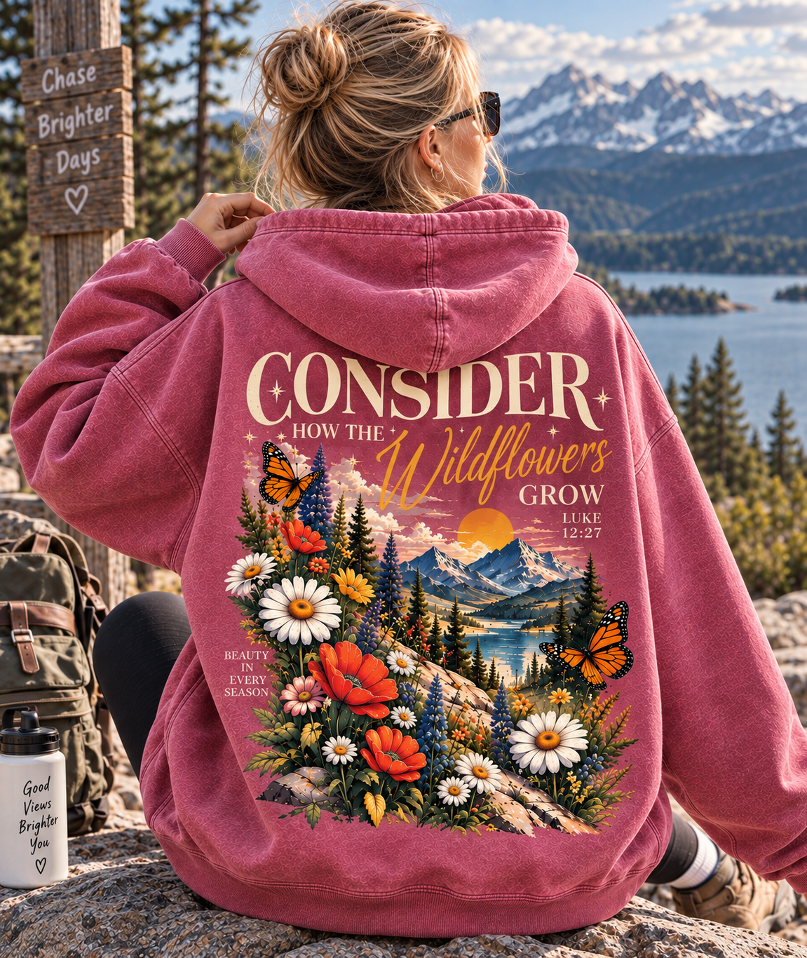 Consider Wildflowers Vintage Hoodie – Mountain & Floral