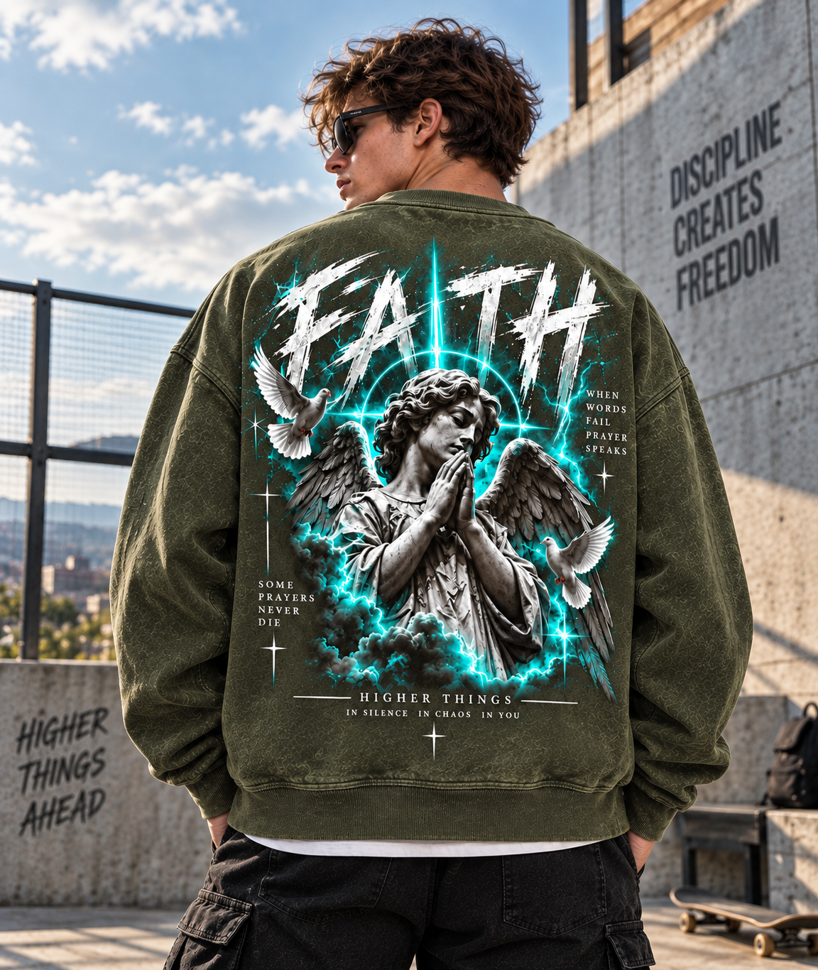 FAITH ANGEL – Higher Things Washed Sweatshirt