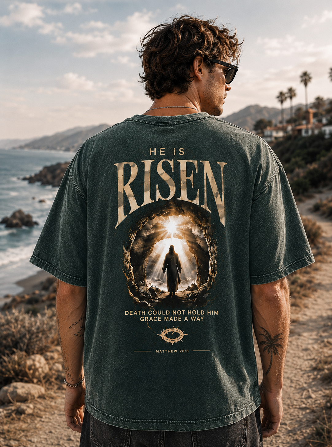 He Is Risen Vintage Graphic Tee