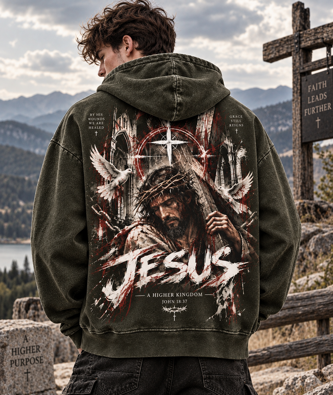 Jesus Higher Kingdom Vintage Hoodie