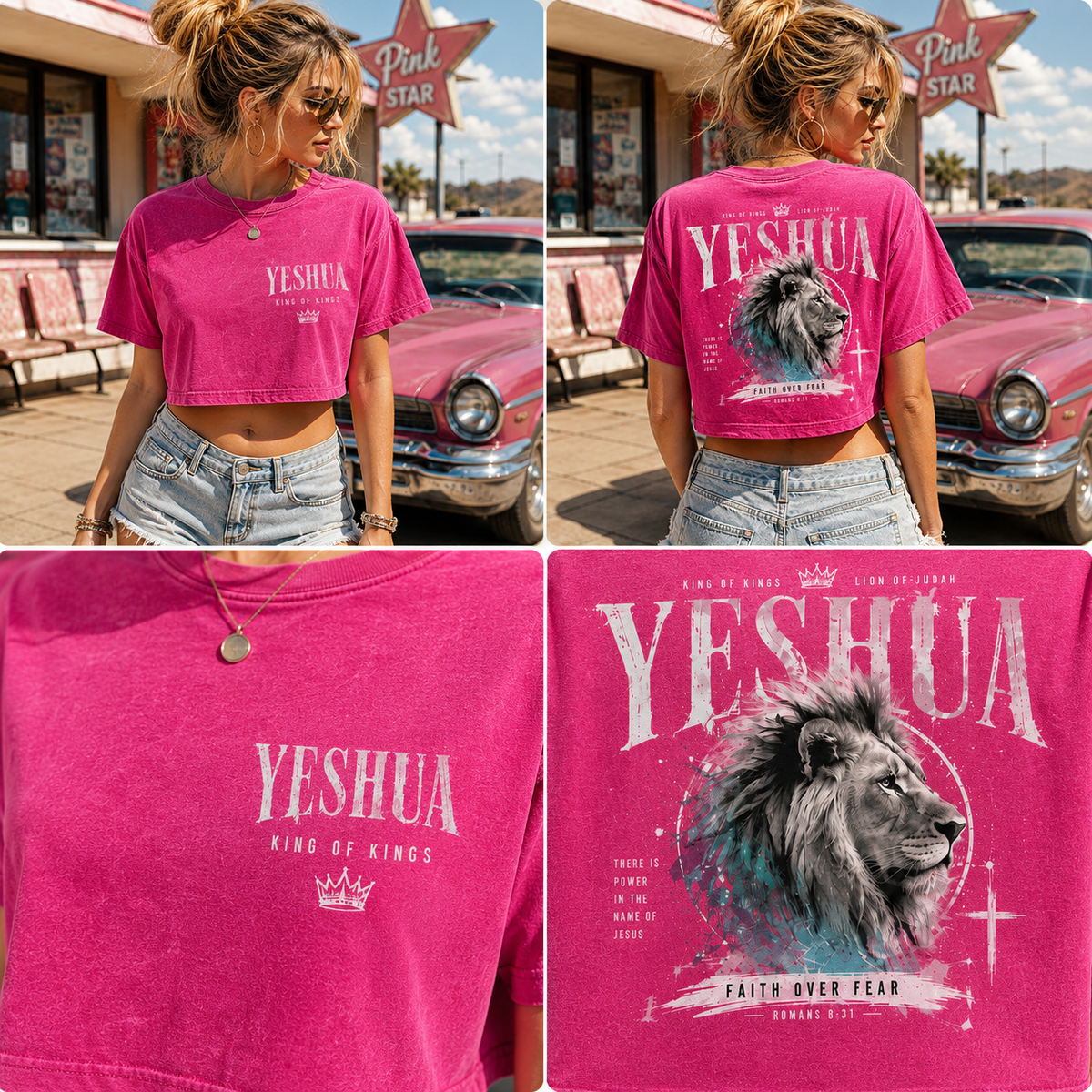 YESHUA Lion of Judah Crop Top – Vintage Faith Tee
