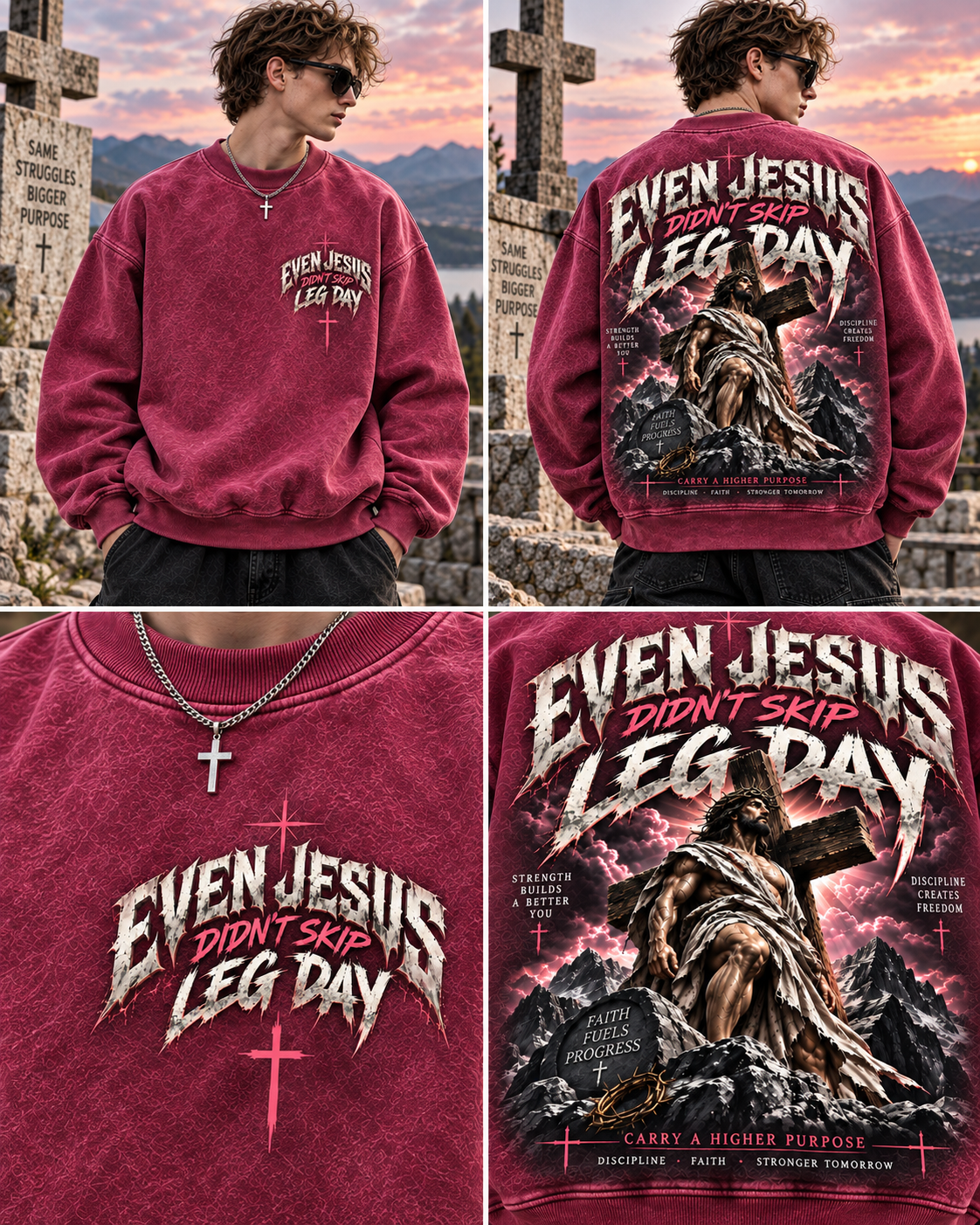 Even Jesus Didn’t Skip Leg Day – Vintage Faith Sweatshirt